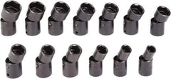 Proto - 13 Piece 1/2" Drive Black Finish Impact Socket Set - 6 Points, 1/2" to 1-1/4" Range, Inch Measurement Standard - USA Tool & Supply