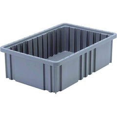 Quantum Storage - 40 Lb Load Capacity Gray Polypropylene Dividable Container - Stacking, 5" Long x 10.9" Wide x 16-1/2" High - USA Tool & Supply