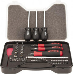 Wiha - 59 Piece, 1/4" Drive Screwdriver Vario Set - #0, #1 & #2 Phillips, 0.05 to 1/4" Hex, 1.5 to 6mm Hex, T5 to T30 Torx, #1 & #2 Pozidriv, #1 to #3 Square Recess, 4.5, 5.5 & 6mm Slotted - USA Tool & Supply