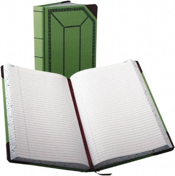 Boorum & Pease - 500 Sheet, 7-5/8 x 12-1/2", Record/Account Book - Green & Red - USA Tool & Supply