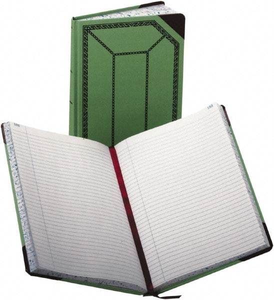 Boorum & Pease - 300 Sheet, 7-5/8 x 12-1/2", Record/Account Book - Green & Red - USA Tool & Supply