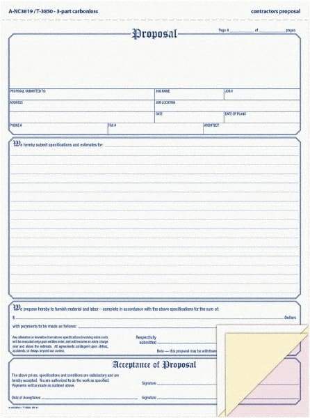 Adams Business Forms - 50 Sheet, 8-1/2 x 11-7/16", Sales Order Book - White, Canary & Pink - USA Tool & Supply