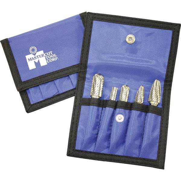 Made in USA - 4 Piece, 1/4" Shank Burr Set - Solid Carbide, Multiple Head Shapes - USA Tool & Supply
