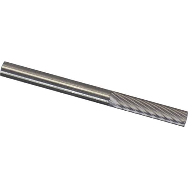 Made in USA - 3/32" Cut Diam, 1/8" Shank Diam, Cylinder Head Aluma Cut Burr - Carbide, 7/16" LOC, 1-1/2" OAL - USA Tool & Supply
