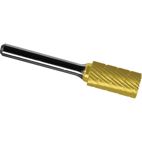 Made in USA - 8mm Cut Diam, 0.2362" Shank Diam, Cylinder Head Chipbreaker Cut Burr - Carbide, 25mm LOC, 64mm OAL - USA Tool & Supply