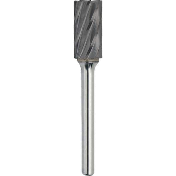 Made in USA - 9.5mm Cut Diam, 0.2362" Shank Diam, Cylinder Head Aluma Cut Burr - Carbide, 38mm LOC, 70mm OAL - USA Tool & Supply