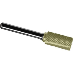 Made in USA - 9.5mm Cut Diam, 0.2362" Shank Diam, Cylinder Head Chipbreaker Cut Burr - Carbide, 38mm LOC, 70mm OAL - USA Tool & Supply