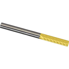 Made in USA - 1/8" Cut Diam, 1/4" Shank Diam, Cylinder Head Double Cut Burr - Carbide, 5/8" LOC, 2" OAL - USA Tool & Supply