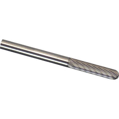 Made in USA - 1/8" Cut Diam, 1/8" Shank Diam, Cylinder with Radius Head Aluma Cut Burr - Carbide, 9/16" LOC, 2" OAL - USA Tool & Supply