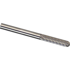 Made in USA - 1/4" Cut Diam, 1/4" Shank Diam, Cylinder with Radius Head Chipbreaker Cut Burr - Carbide, 1" LOC, 2" OAL - USA Tool & Supply