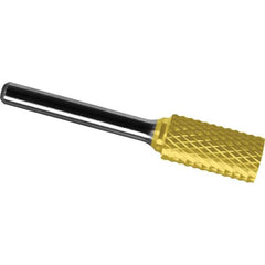 Made in USA - 3/4" Cut Diam, 1/4" Shank Diam, Cylinder Head Diamond Cut Burr - Carbide, 3/4" LOC, 2-1/2" OAL - USA Tool & Supply