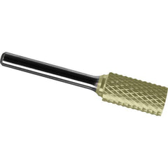 Made in USA - 1" Cut Diam, 0.2362" Shank Diam, Cylinder Head Diamond Cut Burr - Carbide, 25mm LOC, 70mm OAL - USA Tool & Supply