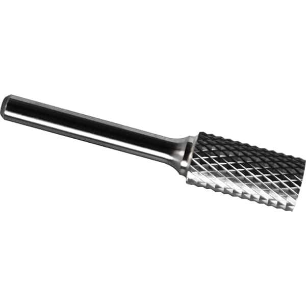 Made in USA - 1" Cut Diam, 0.2362" Shank Diam, Cylinder Head Diamond Cut Burr - Carbide, 25mm LOC, 70mm OAL - USA Tool & Supply