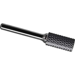 Made in USA - 3/4" Cut Diam, 3/8" Shank Diam, Cylinder Head Diamond Cut Burr - Carbide, 1" LOC, 2-3/4" OAL - USA Tool & Supply