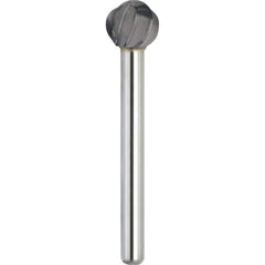Made in USA - 19mm Cut Diam, 0.2362" Shank Diam, Ball Head Aluma Cut Burr - Carbide, 16mm LOC, 61mm OAL - USA Tool & Supply