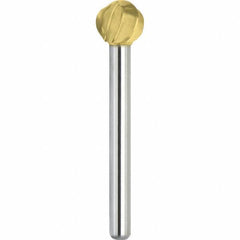 Made in USA - 1" Cut Diam, 0.2362" Shank Diam, Ball Head Aluma Cut Burr - Carbide, 21mm LOC, 68mm OAL - USA Tool & Supply