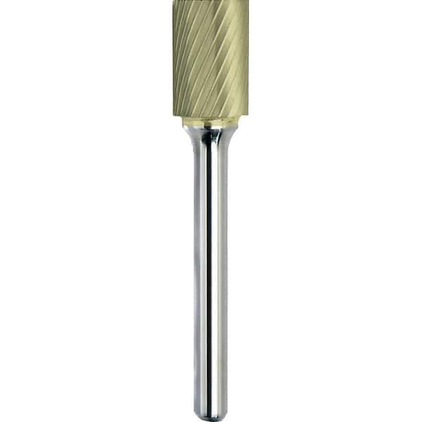Made in USA - 6.3mm Cut Diam, 0.1181" Shank Diam, Cylinder Head Single Cut Burr - Carbide, 12.7mm LOC, 50mm OAL - USA Tool & Supply