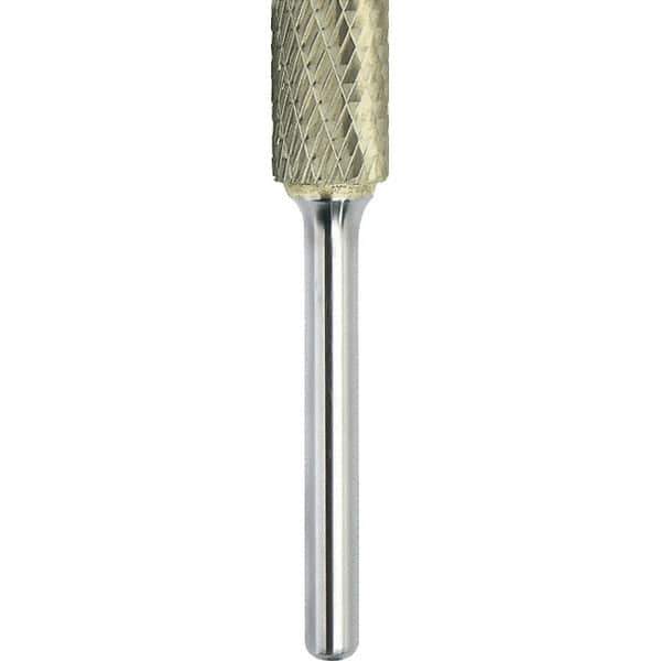 Made in USA - 1" Cut Diam, 0.2362" Shank Diam, Cylinder Head Double Cut Burr - Carbide, 25mm LOC, 70mm OAL - USA Tool & Supply