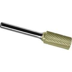 Made in USA - 1" Cut Diam, 3/8" Shank Diam, Cylinder Head Chipbreaker Cut Burr - Carbide, 1" LOC, 2-3/4" OAL - USA Tool & Supply