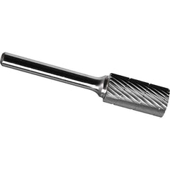 Made in USA - 1" Cut Diam, 0.2362" Shank Diam, Cylinder Head Chipbreaker Cut Burr - Carbide, 25mm LOC, 70mm OAL - USA Tool & Supply