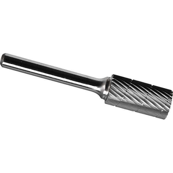 Made in USA - 5/8" Cut Diam, 3/8" Shank Diam, Cylinder Head Chipbreaker Cut Burr - Carbide, 1" LOC, 2-3/4" OAL - USA Tool & Supply