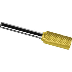 Made in USA - 1" Cut Diam, 3/8" Shank Diam, Cylinder Head Chipbreaker Cut Burr - Carbide, 1" LOC, 2-3/4" OAL - USA Tool & Supply