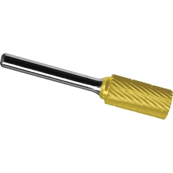Made in USA - 1" Cut Diam, 0.2362" Shank Diam, Cylinder Head Chipbreaker Cut Burr - Carbide, 25mm LOC, 70mm OAL - USA Tool & Supply
