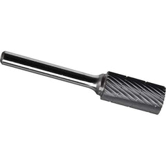 Made in USA - 1" Cut Diam, 3/8" Shank Diam, Cylinder Head Chipbreaker Cut Burr - Carbide, 1" LOC, 2-3/4" OAL - USA Tool & Supply