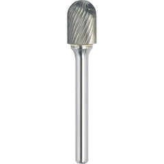 Made in USA - 19mm Cut Diam, 0.2362" Shank Diam, Cylinder with Radius Head Single Cut Burr - Carbide, 25mm LOC, 70mm OAL - USA Tool & Supply