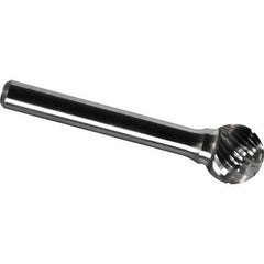 Made in USA - 3/4" Cut Diam, 1/4" Shank Diam, Ball Head Chipbreaker Cut Burr - Carbide, 11/16" LOC, 2-1/2" OAL - USA Tool & Supply