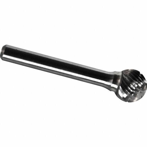 Made in USA - 11mm Cut Diam, 0.2362" Shank Diam, Ball Head Chipbreaker Cut Burr - Carbide, 9.5mm LOC, 54.5mm OAL - USA Tool & Supply