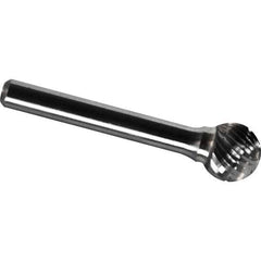 Made in USA - 1/2" Cut Diam, 0.2362" Shank Diam, Ball Head Chipbreaker Cut Burr - Carbide, 11mm LOC, 57mm OAL - USA Tool & Supply