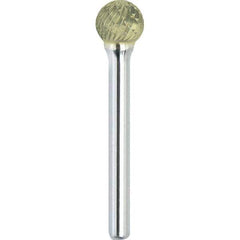 Made in USA - 3/4" Cut Diam, 1/4" Shank Diam, Ball Head Double Cut Burr - Carbide, 11/16" LOC, 2-1/2" OAL - USA Tool & Supply
