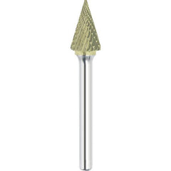 Made in USA - 6mm Cut Diam, 0.2362" Shank Diam, Cone Head Double Cut Burr - Carbide, 25mm LOC, 50mm OAL - USA Tool & Supply