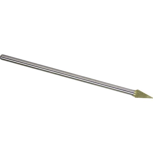Made in USA - 1/4" Cut Diam, 1/4" Shank Diam, Cone Head Double Cut Burr - Carbide, 1/2" LOC, 6-3/4" OAL - USA Tool & Supply