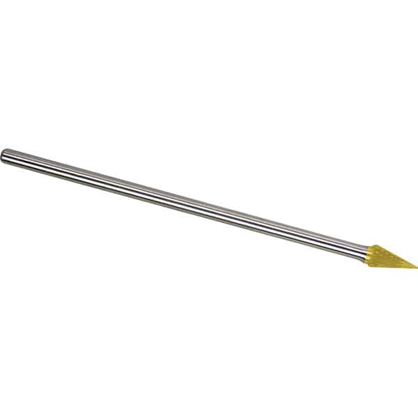 Made in USA - 1/4" Cut Diam, 1/4" Shank Diam, Cone Head Double Cut Burr - Carbide, 1/2" LOC, 6" OAL - USA Tool & Supply