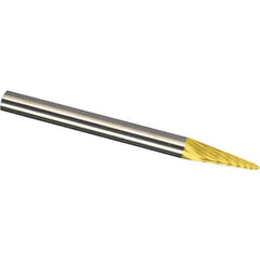 Made in USA - 3mm Cut Diam, 0.1181" Shank Diam, Cone Head Aluma Cut Burr - Carbide, 11mm LOC, 38mm OAL - USA Tool & Supply