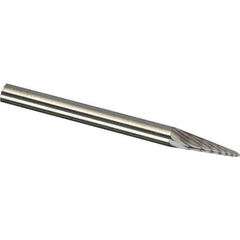 Made in USA - 6mm Cut Diam, 0.2362" Shank Diam, Cone Head Diamond Cut Burr - Carbide, 12.7mm LOC, 50mm OAL - USA Tool & Supply