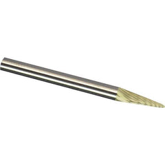 Made in USA - 6mm Cut Diam, 0.2362" Shank Diam, Cone Head Diamond Cut Burr - Carbide, 12.7mm LOC, 50mm OAL - USA Tool & Supply