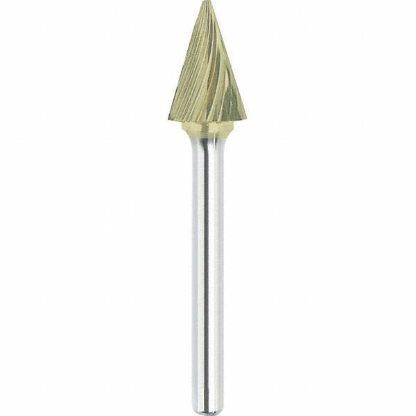 Made in USA - 3mm Cut Diam, 0.1181" Shank Diam, Cone Head Single Cut Burr - Carbide, 11mm LOC, 75mm OAL - USA Tool & Supply