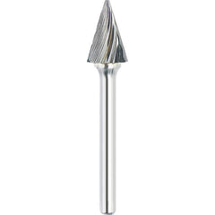 Made in USA - 3mm Cut Diam, 0.1181" Shank Diam, Cone Head Single Cut Burr - Carbide, 11mm LOC, 75mm OAL - USA Tool & Supply