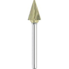 Made in USA - 16mm Cut Diam, 0.2362" Shank Diam, Cone Head Single Cut Burr - Carbide, 25mm LOC, 73mm OAL - USA Tool & Supply