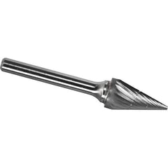 Made in USA - 1/4" Cut Diam, 1/8" Shank Diam, Cone Head Chipbreaker Cut Burr - Carbide, 1/2" LOC, 2-1/8" OAL - USA Tool & Supply