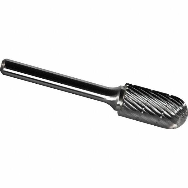 Made in USA - 3/16" Cut Diam, 3/16" Shank Diam, Cylinder with Radius Head Chipbreaker Cut Burr - Carbide, 5/8" LOC, 2" OAL - USA Tool & Supply