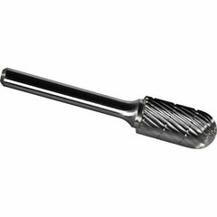 Made in USA - 8mm Cut Diam, 0.2362" Shank Diam, Cylinder with Radius Head Chipbreaker Cut Burr - Carbide, 25mm LOC, 70mm OAL - USA Tool & Supply