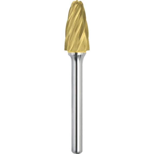 Made in USA - 1/2" Cut Diam, 0.2362" Shank Diam, Tree with Radius Head Aluma Cut Burr - Carbide, 25mm LOC, 70mm OAL - USA Tool & Supply