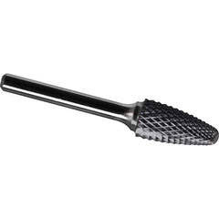 Made in USA - 16mm Cut Diam, 0.2362" Shank Diam, Tree with Radius Head Diamond Cut Burr - Carbide, 25mm LOC, 70mm OAL - USA Tool & Supply