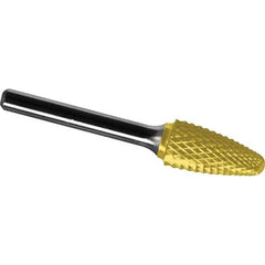 Made in USA - 19mm Cut Diam, 0.2362" Shank Diam, Tree with Radius Head Diamond Cut Burr - Carbide, 32mm LOC, 77mm OAL - USA Tool & Supply