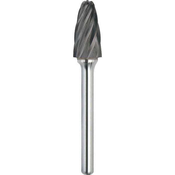 Made in USA - 1/4" Cut Diam, 1/8" Shank Diam, Tree with Radius Head Aluma Cut Burr - Carbide, 1/2" LOC, 2" OAL - USA Tool & Supply