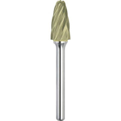 Made in USA - 3/4" Cut Diam, 3/8" Shank Diam, Tree with Radius Head Aluma Cut Burr - Carbide, 1-1/4" LOC, 3" OAL - USA Tool & Supply